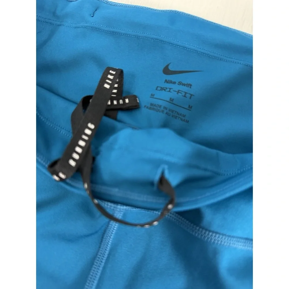 New Nike Swift Women's High-Waisted Tights Running Biker Shorts Teal Blue Size M